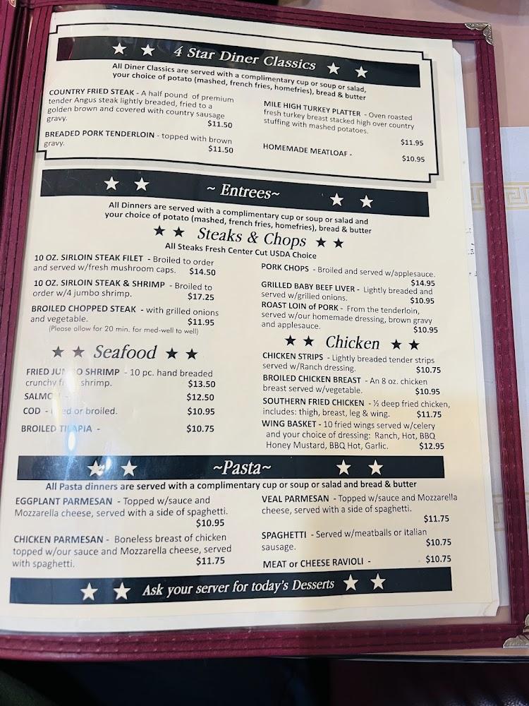 Four Star Diner Menu image 1